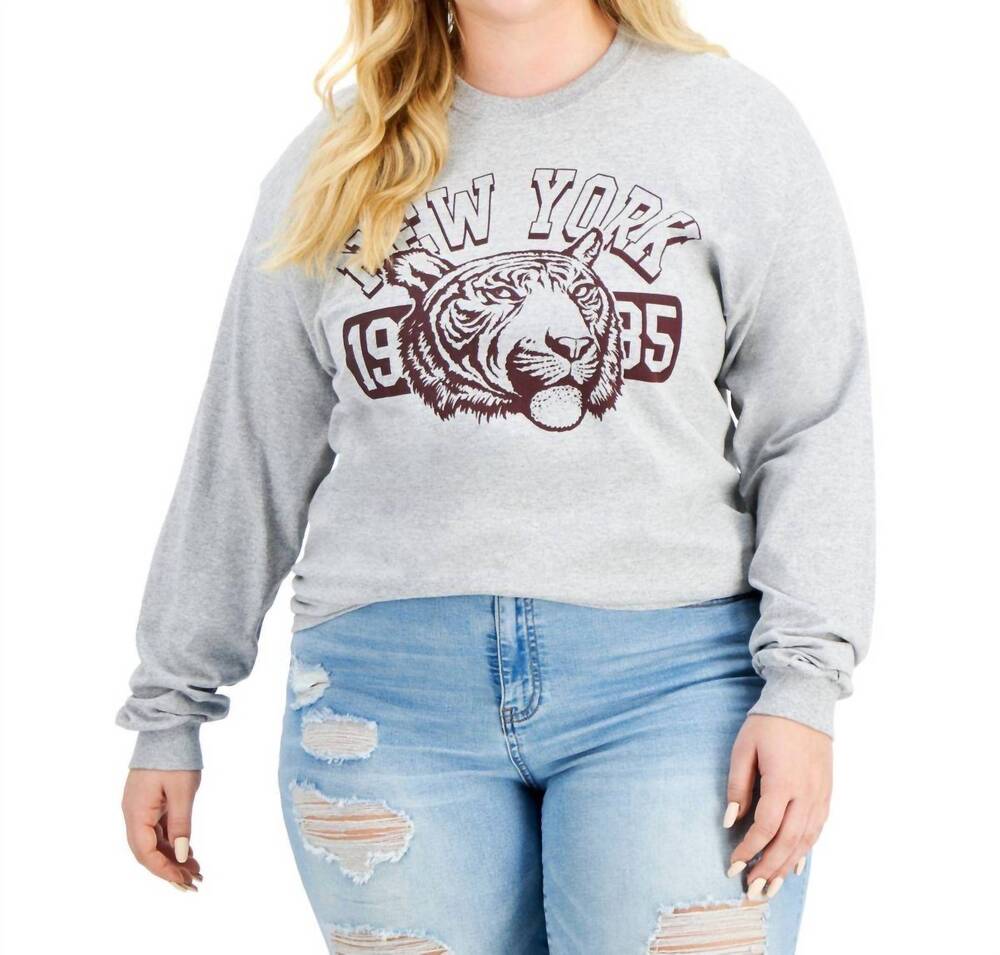 NEW LOVE TRIBE trendy plus size cotton graphic t-shirt in heather gray